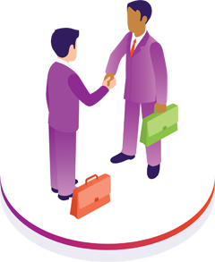 An illustration of two businessmen shaking hands